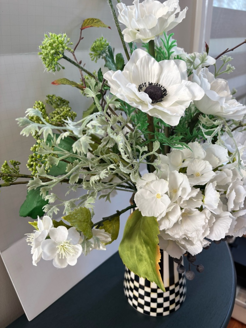 Mackenzie Childs Courtly Stripe Anemone Floral Arrangement